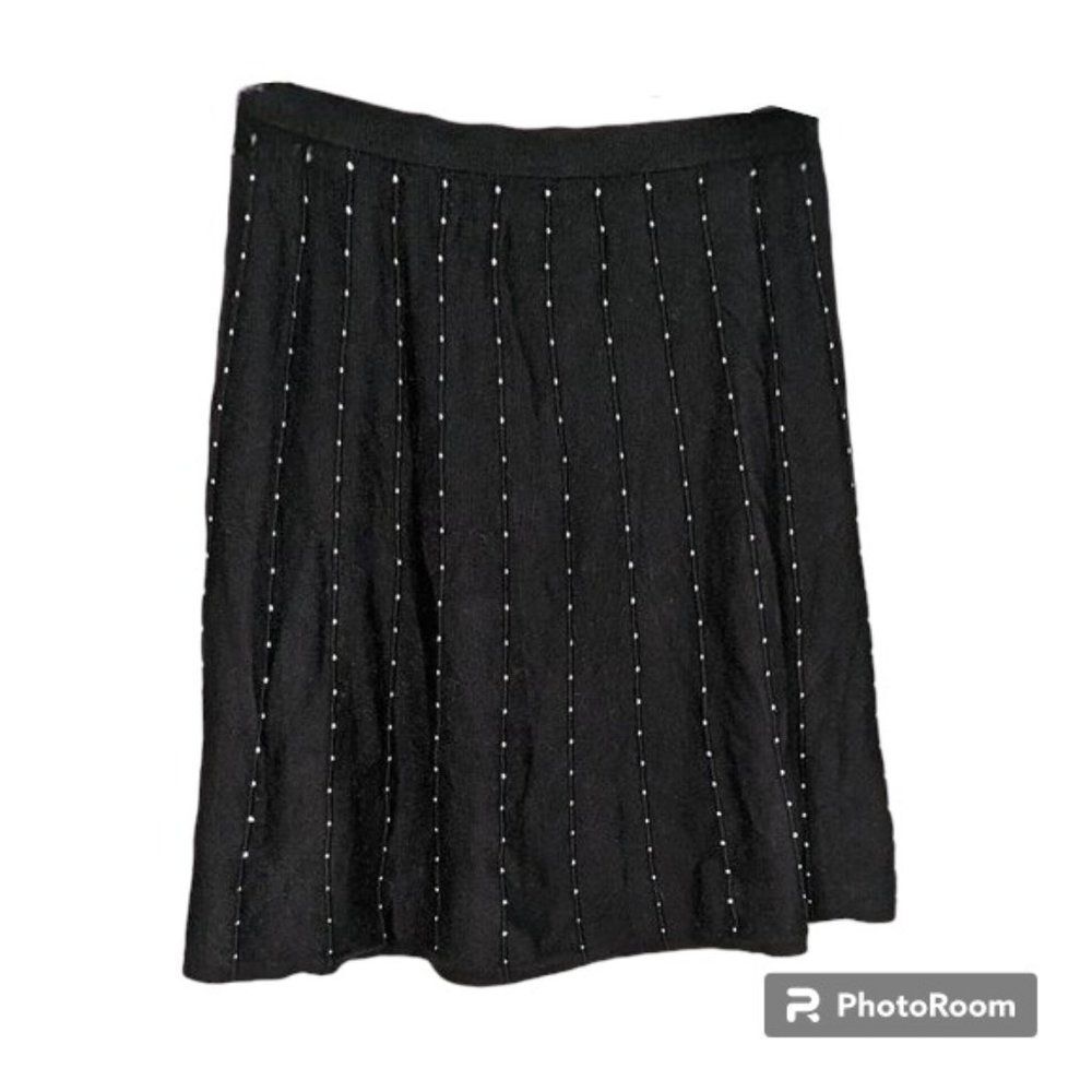 SPENSE Sweater Skirt Black and White Knit Pleated, Size XL